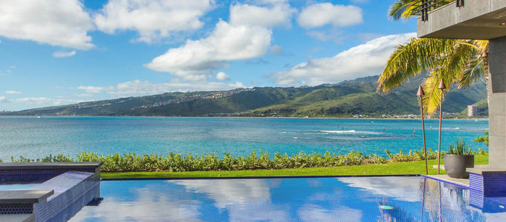 The pool at the Sea Cliff Chic home for rent overlooking the ocean