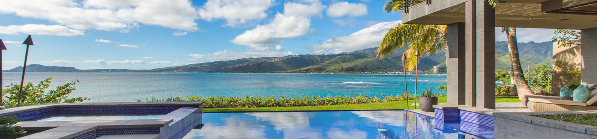 The pool at the Sea Cliff Chic home for rent overlooking the ocean